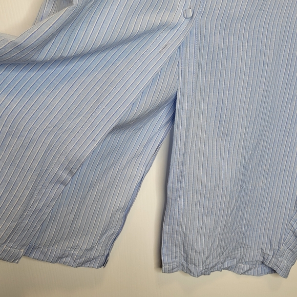 DL1961 Linen Blend Button Front Midi Skirt S Blue Striped Menswear - Picture 4 of 7